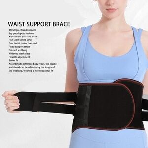 Waist Support Belt XL Black Lumbar Brace Widened Steel Plate Breathable NWOT